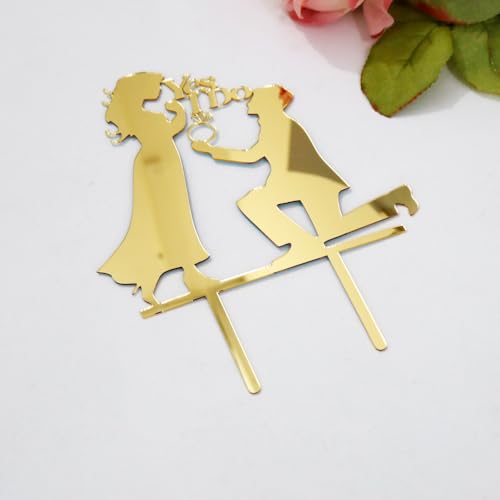 FmiyunEea Wedding Cake Topper-Yes, I do Engaged Cake Topper, Engagement Party Decorations, Engaged Ring Sign，We're Engaged Cake Toppers Decor r (Acrylic Yes, I do)