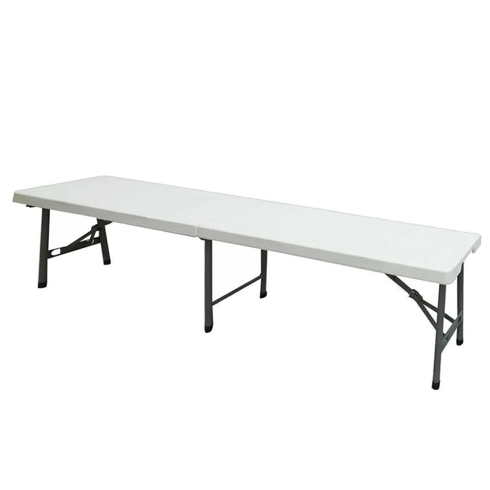 Panchina Pieghevole a Valigetta con Maniglia - Panca per Buffet, Giardino, Campeggio, Feste, Catering, Sagre, Bar, Mercato- Tavolo da Camping Salvaspazio Bianco 180x28x44h cm