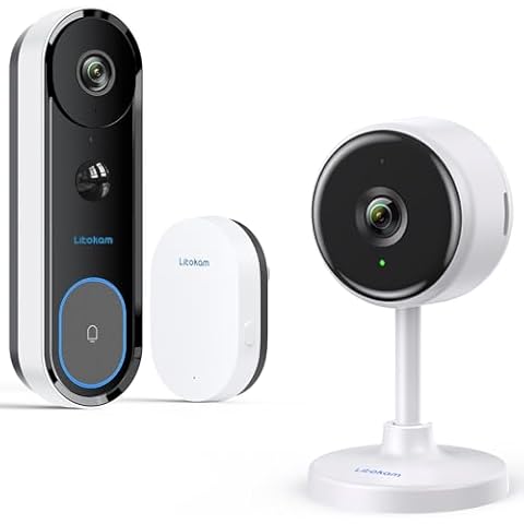 litokam 2K Indoor Camera Plus Video Doorbell Camera, Cameras for Home Security with Night Vision, 3:4 Ratio Head-to-Toe, Security Camera, Motion Detection, 2-Way Audio, WiFi Home Camera, Baby Monitor Cover