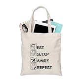 BDPWSS Anime Canvas Tote Bag Anime Lover Gift Anime Fans Bag Eat Sleep Anime Repeat Kawaii Anime Reusable Handbag (Sleep anime TG)