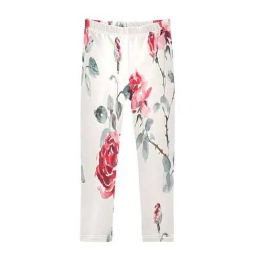 Bolaz Toddler Girls Leggings Printed Yoga Pants Leggings Watercolour Rose for Kids