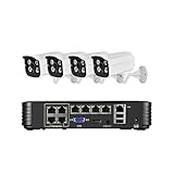 QDVOPHZA 8MP 4K HD Audio Webcam P2P POE Metal IP Camera 4/8CH NVR Lntelligent Motion Human Detection Network Video Monitor Kit(None,8CH NVR 4PCS Camera)