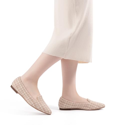 Image of MUSSHOE Black Flats for Women Pointed Toe-Comfortable Business Casual Work Shoes, Dressy Suede Slip On with Memory Foam for Office, Teacher & Standing All Day