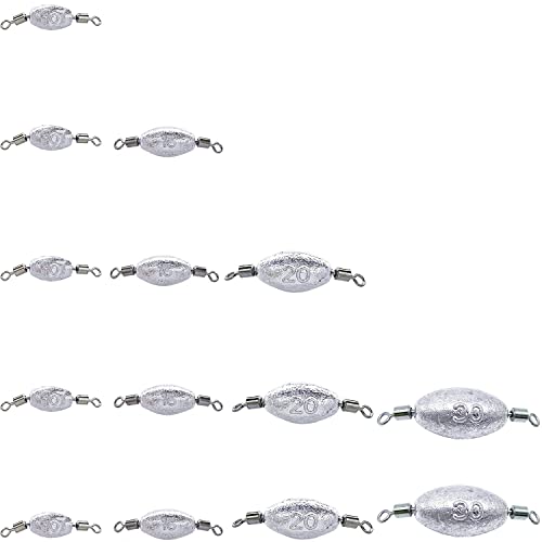 PEZEEU Plomb de pêche avec Émerillons Fishing Plomb Accessoires de pêche en Plomb - 1set(10g/15g/20g/ 30g) Plomb Sinkers de Pêche pour à la Truite, Perche, brochet, Lestes et plombs pour pêche