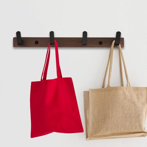 Perchero de pared de madera con 4 ganchos modernos para colgar ropa 8