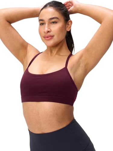 Image of Womens Y Back Padded Sports Bra Strappy U Neck Butter Soft Low Impact Workout Bras Yoga Pilates Walking