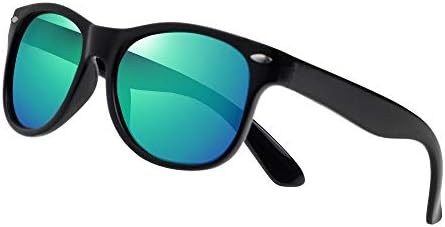 YAMAZI Kids Sunglasses Polarized Sports Fishing Baseball Unbreakable Mirrored Boys Sunglass for Toddler Child Girls Shades Beach Age 3-10(Black | Green lens)