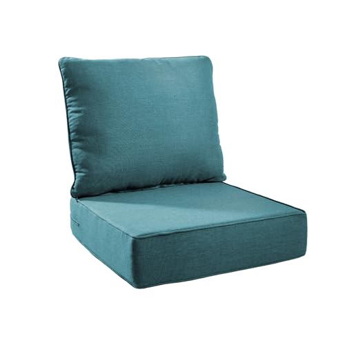 Image of 6 inch Thick Outdoor Chair Cushions - 22 inch* 24 inch Patio Furniture Cushions with Water Resistant & Removable Cover, 28D High Density Sponge Patio Cushion for Outdoor Furniture Couch Chair Peacock Green