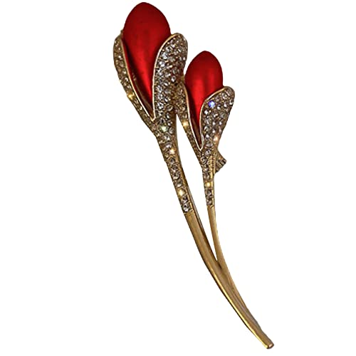 Voeecyttu Rote Tulpen Blumen Broschen für Frauen Elegante Tulpen Blumen Stifte Hochzeit Abzeichen Schmuck Metall Farbe: 4 Cover