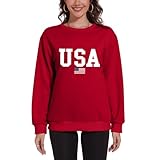 KPSTRO USA Pullover Sweatshirts for Women American Flag Sweaters Patriotic T shirt 4th of July Tee Tops Fall Winter Outfits