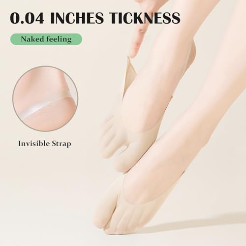 Image of No Show Socks with Invisible Sling Back Womens, 6 Pairs Low Cut Half Toe Topper Socks with Non-Slip Straps for Heels