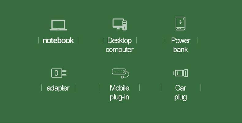 Miniatura 8 de Ventilador de torre portátil con 3 turbinas, modo brisa natural, alimentado por USB, blanco y verde