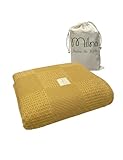 Milna Baby 100% Cotton Waffle Blanket for Boys & Girls, 100x120 cm Breathable Muslin Baby Blanket for Crib, Stroller & Swaddle, Soft Lightweight Toddler Receiving Blanket, (Yellow)