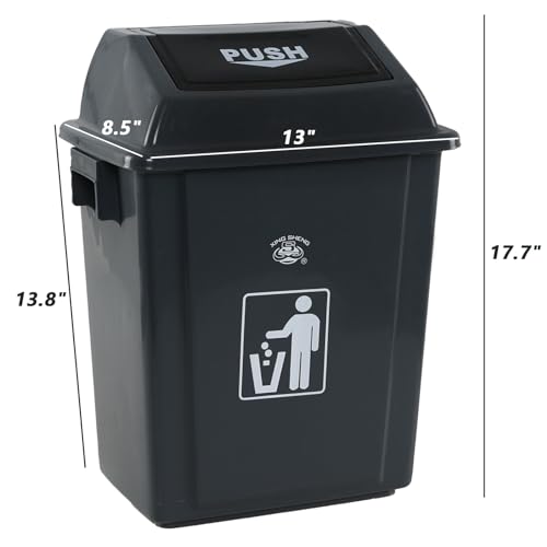 Caneca de basura plástica con tapa 6 galones gris pack 4 miniatura 2