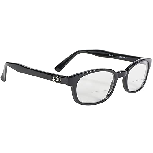 Pacific Coast Sunglasses X-Kd Readerz Clear Lens 2.00 Rectangular Sunglasses, Black, 55mm, 60mm