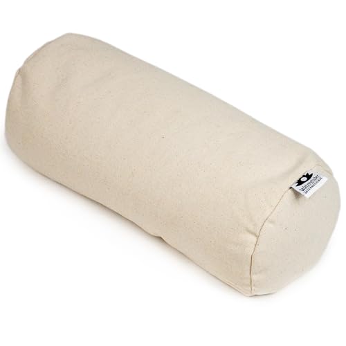 Waterglider International, Buckwheat Neck Bolster, Husk Cervical Sleep Roll, Great for use as Body Pillow or in Your Yoga Practice (Natural White)