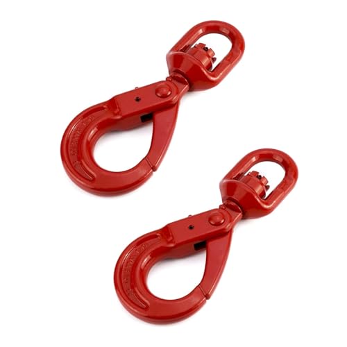 gancho seguridad Conector de cadena de carga pesada con gancho autoblocante giratorio forjado de grado 80, 2 uds., for elevación, aparejo y elevación soldar(15T)