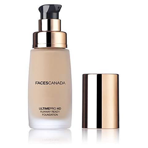 Faces Canada HD Runway Ready Foundation, Red Orange Extract & Gold particles, High Coverage, Oil-Free, Flawless Radiance, Vegan & Cruelty Free, Paraben Free, Ivory 01 (Beige), 1.01 Fl Oz Cover