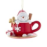 Kurt Adler Snowman Teacup with Cinnamon Ornament 3.5' - E0935