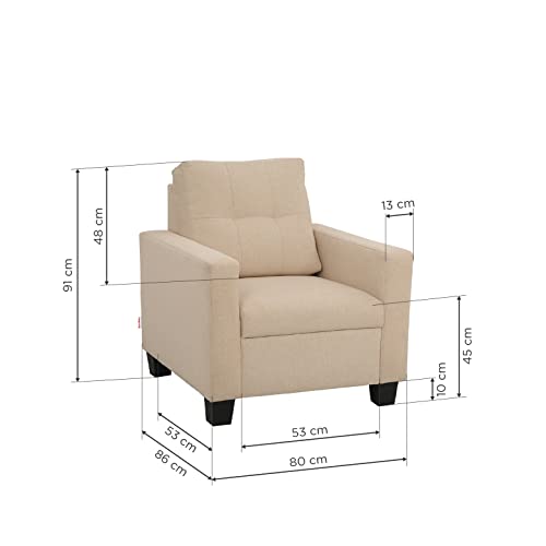 Image of Duroflex Ease - 5 Seater Sofa, 3+1+1 Sofa Set | Premium Fabric, High Comfort Foam, Durable Termite-Resistant Wooden Frame & Easy Maintenance | 3-Year Warranty - Beige
