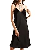 AmaMu Satin Nachthemd Damen Sexy, Spitze Negligee V-Ausschnitt Nachtkleid Lang, Sommer Unterkleid Sexy Trägerkleid Nachtwäsche für Frau,M-XL