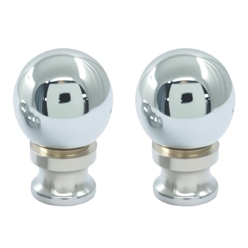 Zorveiio 2 Pack Nickel Lamp Finials Metal Knob Dual Thread Screw On Ball Knob Toppers for Table Floor Lamps, Heavy Duty Decorative Replacement Harp Caps