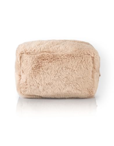 Pusheen Womens Fluffy Makeup Bag | Ladies All Over Fur with Embroidered Logo in Tan | Classic Logo Zip Cosmetic Storage Bag2
