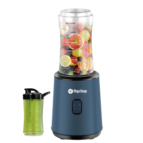 Maya Range Blend Active Personal Blender & Smoothie Maker | 300W | 2 Portable Blend Active Sports Bottle (600ml) | Leak Proof Lids | Navy Blue