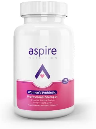 Aspire Nutrition Probiotics for Women – Professional Strength Womens Probiotics Capsules with 26 Billion CFU, 12 Strains – Probiotics for Digestive Support, Gut Support, Women’s Flora – 120-Capsules