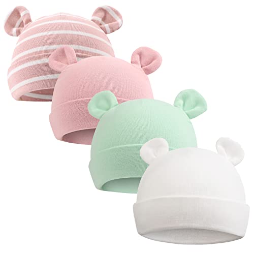 Image of PESAAT Newborn Hospital Hat 0-12Months Preemie Boys Girls Beanie Solid Infant Baby Hats Autumn Winter