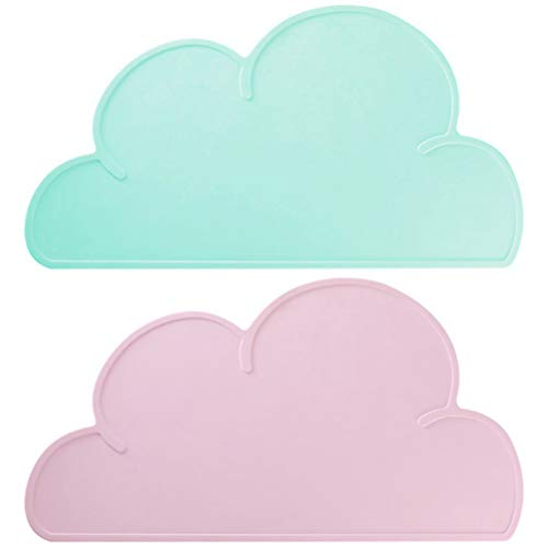 DOITOOL Desk Mats 2Pcs Cloud Placemat Silicone Placemat Placemat Non Slip Toddlers Table Mat for Home Travel Silicone Placemat