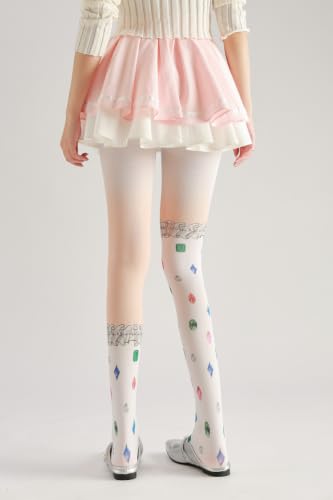 Image of Sahabowi Women's Sheer Tights, Digital Print Designs Stockings