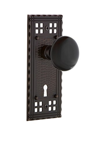 Limited Discount Nostalgic Warehouse Craftsman Plate Interior Mortise Black Porcelain Door Knob in Timeless Bronze