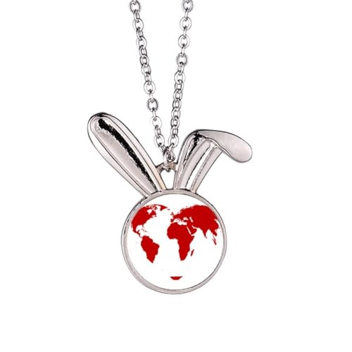 Collier carte du monde rouge cœur, le symbole d'un amour sans frontières pour elle