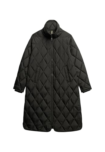 Superdry Damen Superlanger, gefütterter Steppmantel Schwarz 38