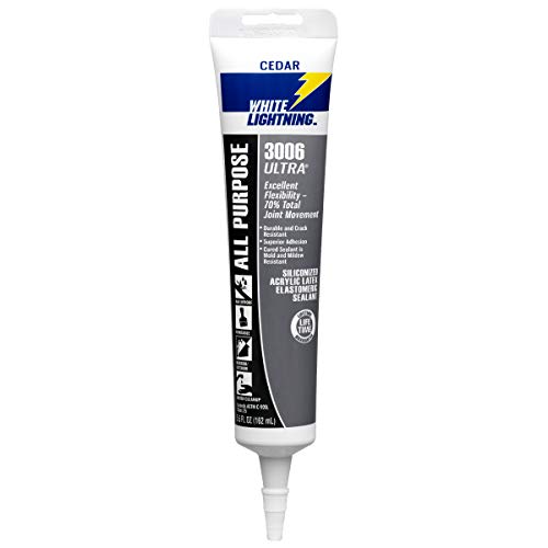 White Lightning W11006005 3006 Ultra All Purpose Elastomeric Sealant, Cedar, 5.5 OZ