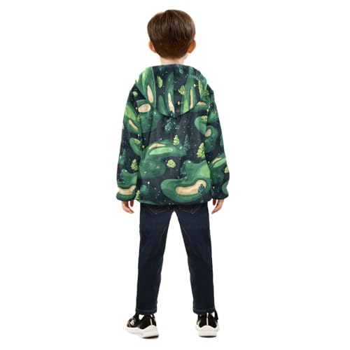 Golf Course Night Pattern Toddler Fleece Jacket Girl Boys Hooded Fleece Jacket Coat Warm Outwear Zip-up 3-10T4