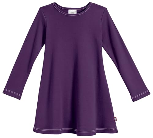 Image of City Threads Girls' 100% Cotton Long Sleeve Dress - Active Kids School, Playing, Parties - Made in USA