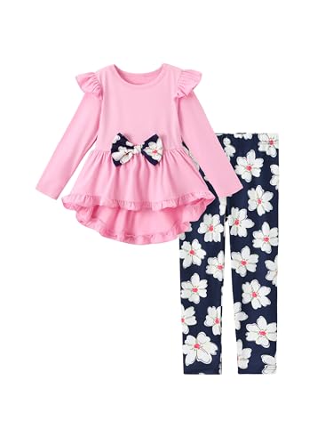 Image of Axumity Kid Girl Clothes Ruffle Sleeve Top Floral Allover Pants 3-9 Years Fall Outfit Set