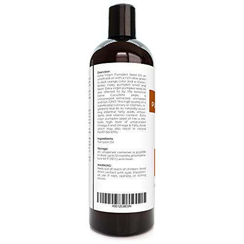 Velona Pumpkin Seed Oil Usda Certified Organic - 16 Oz | 100% Pure And Natural Carrier Oil | Unrefined, Cold Pressed | Cooking, Face, Hair, Body & Skin Care | Use Today - Enjoy Results #TOP4