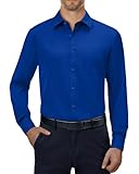 Alimens & Gentle Mens Dress Shirts 4-Way Stretch Long Sleeve Collared Casual Solid Wedding Dating Button Down Shirt Royal Blue