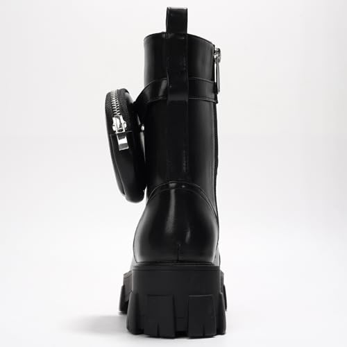 Cape Robbin Women's Combat Boots - Ankle Booties with Side Zipper, Pouch, Chunky Platform & Lace-Up Design (Monalisa)4