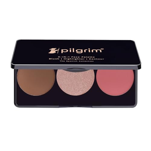 Image of Pilgrim 3-in-1 Face Palette | Blush, Highlighter & Contour Face Makeup Kit | Highly Pigmented & Long Lasting | 12g (Bold Charme -03)