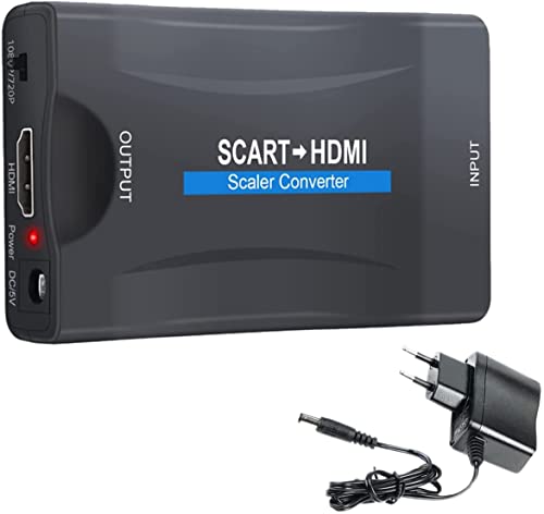 Asbter Scart vers HDMI, Câble Convertisseur Audio Vidéo Adaptateur Arkim Prise en Charge de la Sortie 60Hz HDMI 720P / 1080P pour HDTV STB Xbox PS3 Sky DVD Blu-Ray (avec Secteur) Cover