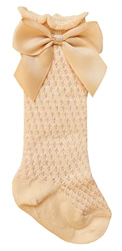 QandSweet Baby Girl Knee-High Socks Toddlers Bow Stockings Newborn Infant Non-Slip Sock