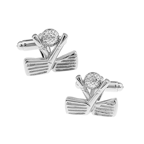 Banemi Abotoaduras de smoking para homem, conjunto de bolas de golfe e tacos de golfe, abotoaduras de cobre e prata, 1,9 x 1,6 cm, cobre, prata, aço inoxidável, não é uma pedra preciosa