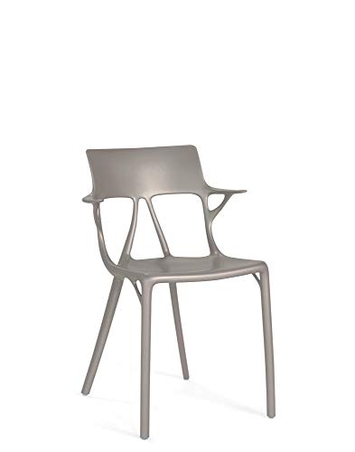 Kartell A.I. Chair, Tecnopolímero Termoplástico Reciclado, Gris, H 81 Cm, 2 Unidades Kartell A.I. Chair, Tecnopolímero Termoplástico Reciclado, Gris, H 81 Cm, 2 Unidades