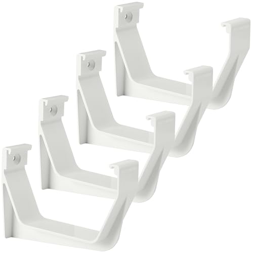 RUBII 4 Pcs 5W Exterior Gutter Support Weatherproof ABS Roofing Gutter Hangers White Rain Gutters Brackets for Roof Gutters Repairing Sagging