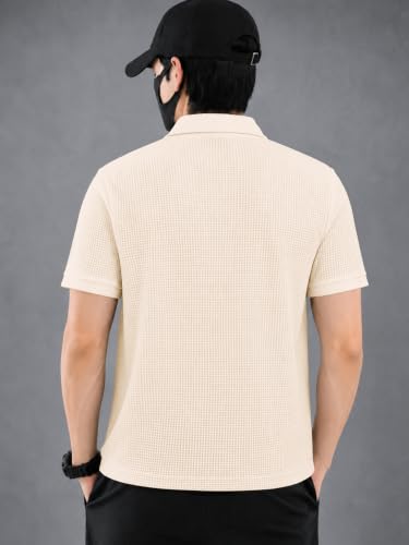 Image of EYEBOGLER Premium Textured Self-Design Half Sleeve Collar Polo T-Shirt for Men || Packs Also Available