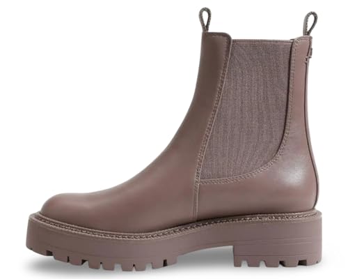 Image of Sam Edelman Laguna Chinchilla Leather Chelsea Moto Rounded Toe Pull On Boots (Chinchilla, 8)
